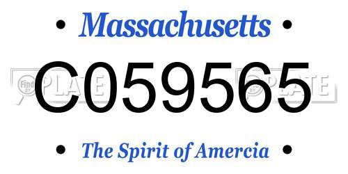 C059565 Massachusetts License Plate