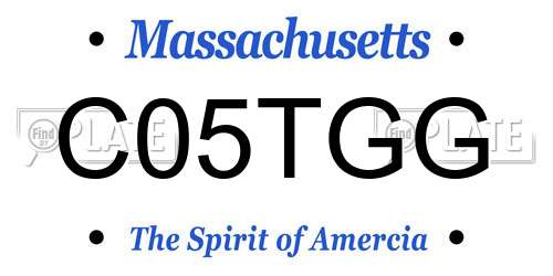 C05TGG Massachusetts License Plate