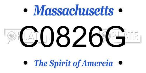 C0826G Massachusetts License Plate