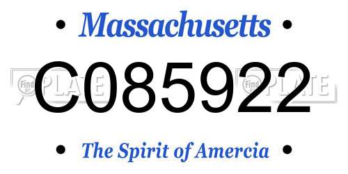 C085922 Massachusetts License Plate