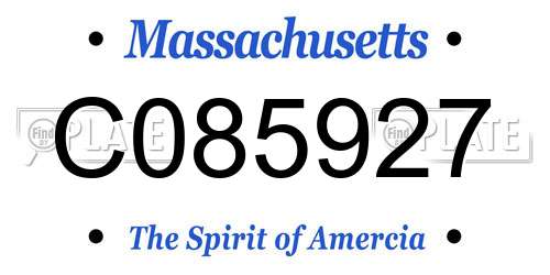 C085927 Massachusetts License Plate