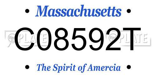 C08592T Massachusetts License Plate