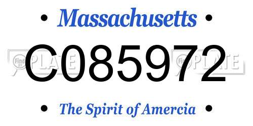 C085972 Massachusetts License Plate