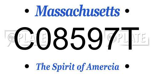 C08597T Massachusetts License Plate