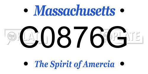 C0876G Massachusetts License Plate