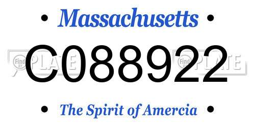 C088922 Massachusetts License Plate