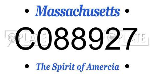 C088927 Massachusetts License Plate