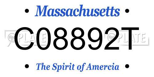 C08892T Massachusetts License Plate