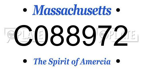 C088972 Massachusetts License Plate