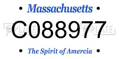 C088977 Massachusetts License Plate