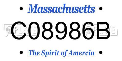 C08986B Massachusetts License Plate