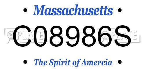 C08986S Massachusetts License Plate