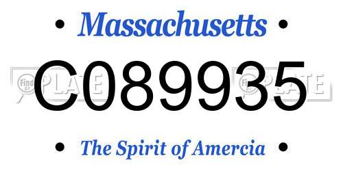 C089935 Massachusetts License Plate