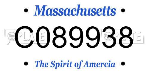 C089938 Massachusetts License Plate