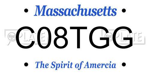 C08TGG Massachusetts License Plate