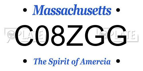 C08ZGG Massachusetts License Plate