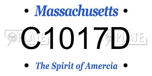 C1017D Massachusetts License Plate