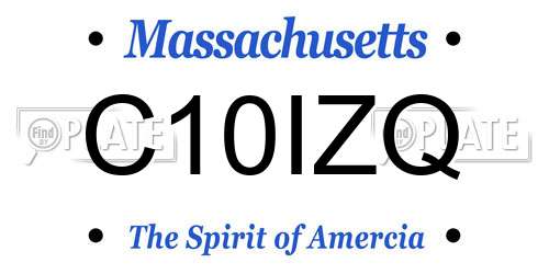 C10IZQ Massachusetts License Plate