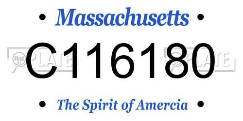C116180 Massachusetts License Plate