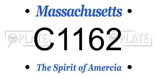 C1162 Massachusetts License Plate
