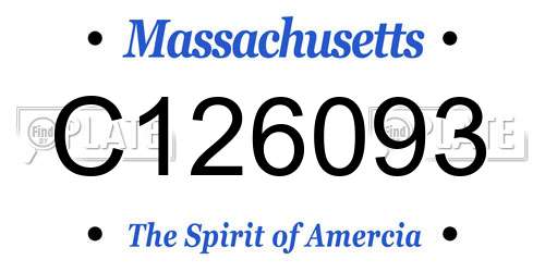 C126093 Massachusetts License Plate