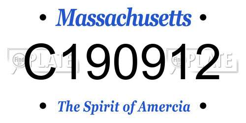 C190912 Massachusetts License Plate