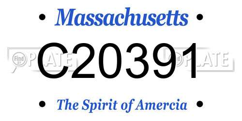 C20391 Massachusetts License Plate