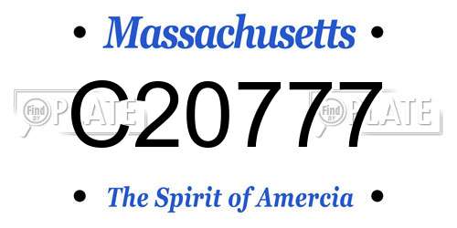 C20777 Massachusetts License Plate