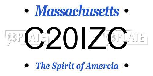 C20IZC Massachusetts License Plate