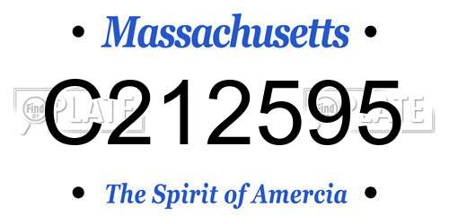 C212595 Massachusetts License Plate
