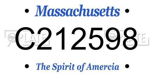 C212598 Massachusetts License Plate