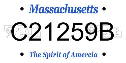 C21259B Massachusetts License Plate