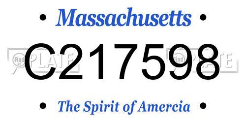 C217598 Massachusetts License Plate