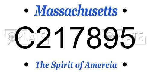 C217895 Massachusetts License Plate