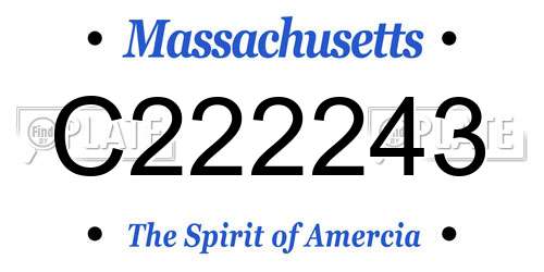 C222243 Massachusetts License Plate