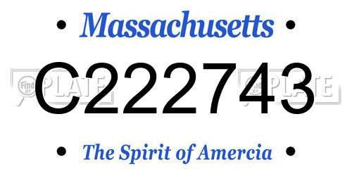 C222743 Massachusetts License Plate