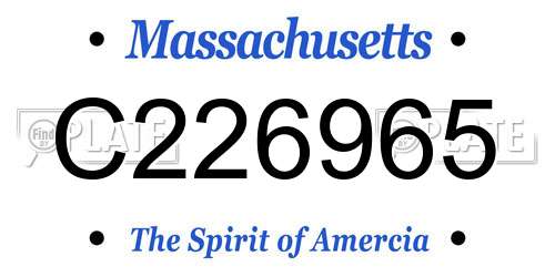 C226965 Massachusetts License Plate