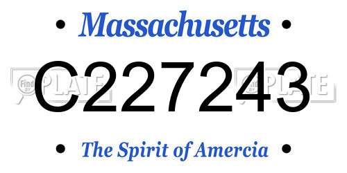 C227243 Massachusetts License Plate