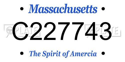 C227743 Massachusetts License Plate