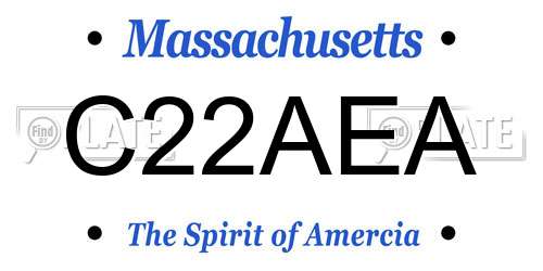 C22AEA Massachusetts License Plate