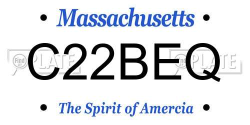 C22BEQ Massachusetts License Plate