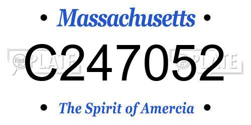 C247052 Massachusetts License Plate
