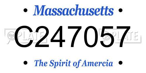 C247057 Massachusetts License Plate