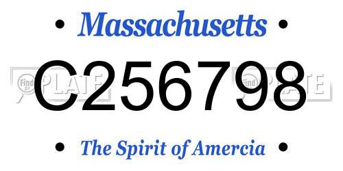 C256798 Massachusetts License Plate