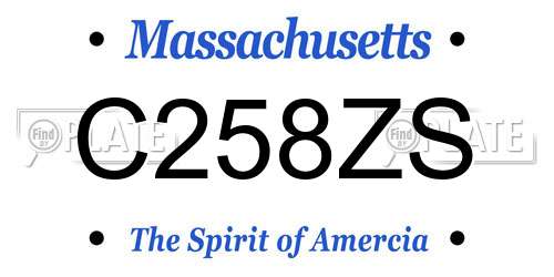 C258ZS Massachusetts License Plate