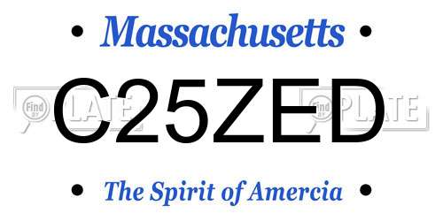 C25ZED Massachusetts License Plate