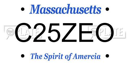 C25ZEO Massachusetts License Plate