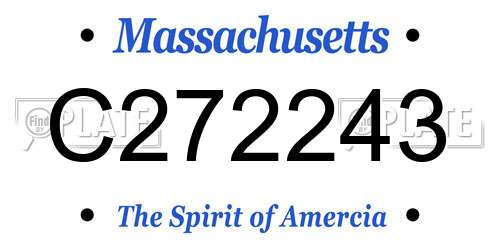 C272243 Massachusetts License Plate