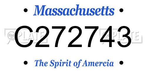 C272743 Massachusetts License Plate