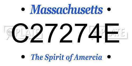 C27274E Massachusetts License Plate